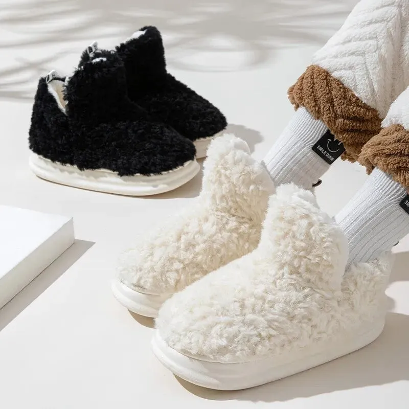Women Warm Fur Slippers Snow Boots Fluffy Footwear