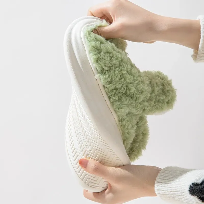 Women Warm Fur Slippers Snow Boots Fluffy Footwear